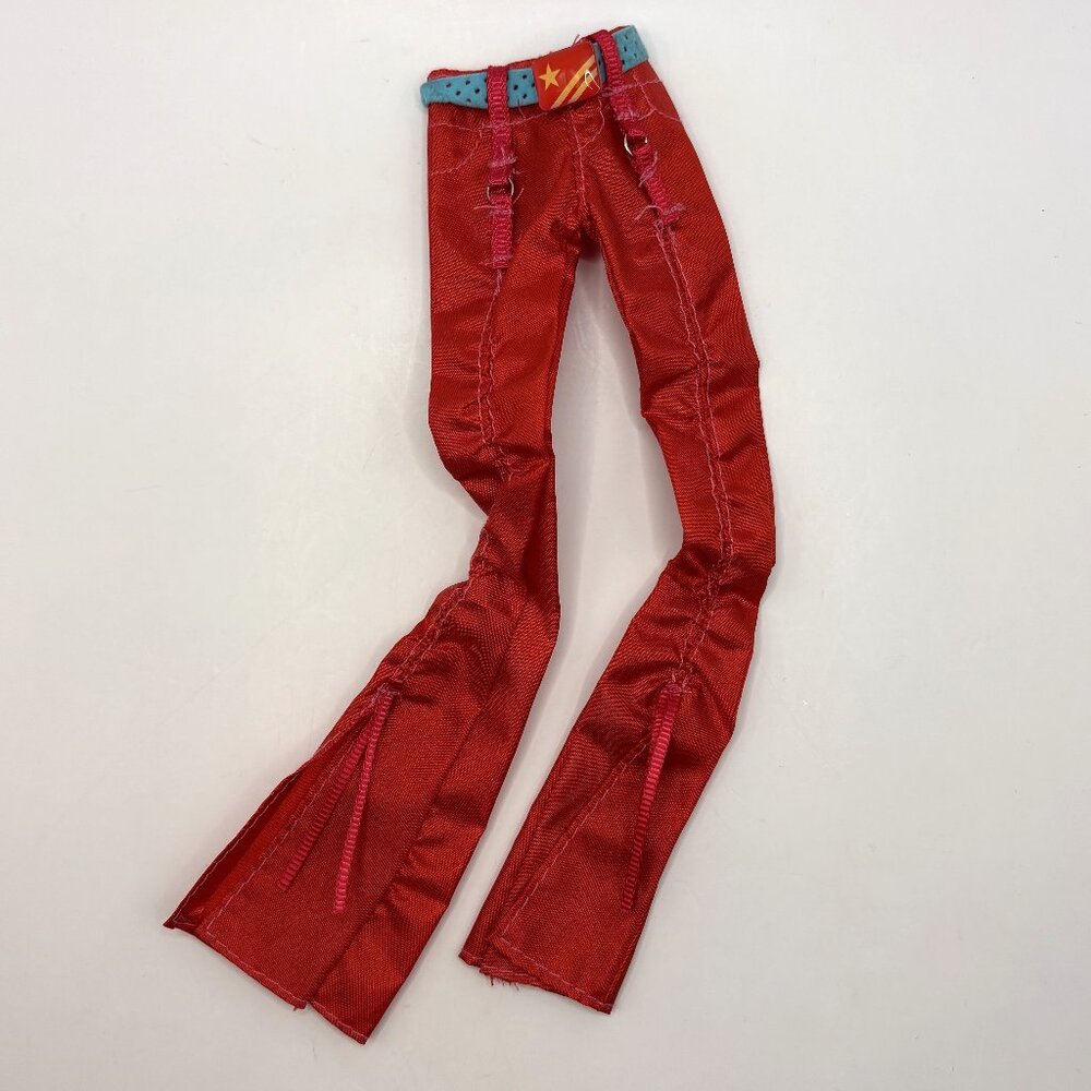Vtg 2004 Mattel Barbie Red American Idol Cinch Pants w/Y2K Star Buckle Blue Belt